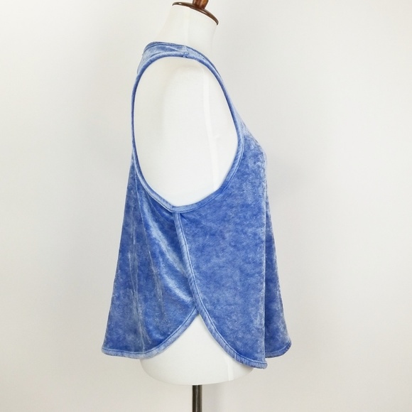 Intimately Free People Womens Top Sz M Blue Velour - Picture 4 of 6